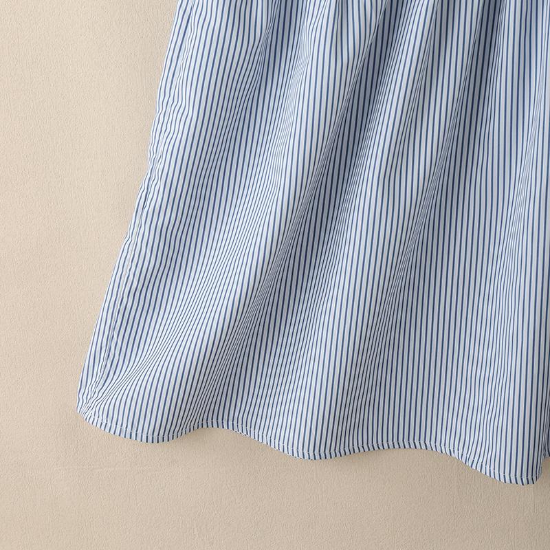 ZANZEA Women Casual Turn Down Collar Loose 3/4 Sleeve Stripe Long Dress