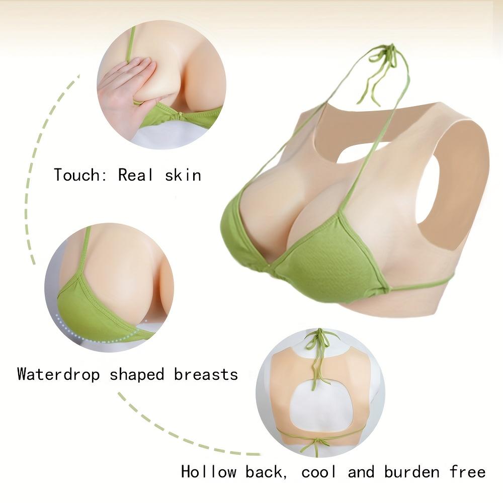Silicone Fake Breast Plate  B/C/D/E/G Cup Round Neck Hollow  for Transgender People Crossdressers and Breast for Fashion and Comfort