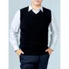 100% Ren Merinoull Herr V-ringad Ärmlös Tröja Höst Vinter Tjock Casual Mode Stickad Kasmirtröja