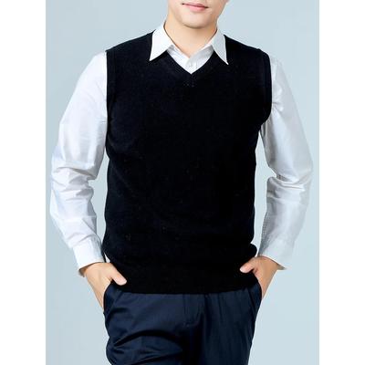 Gilet da uomo 100% Lana Merino Pura Scollo a V Senza Maniche Pullover Autunno Inverno Spesso Casual Moda Maglione in Cashmere Lavorato a Maglia