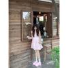 Kumikumi Sweet Style Pink Double-Layer Lace Vest One piece Dress Women clothing Summer Chic Age-Reducing Slimming Short dress