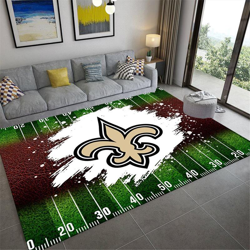 New Orleans Saints Logo Teppich für Wohnzimmer Schlafzimmer Zuhause Sofadekoration, Kinderspiel rutschfeste Bodenmatte