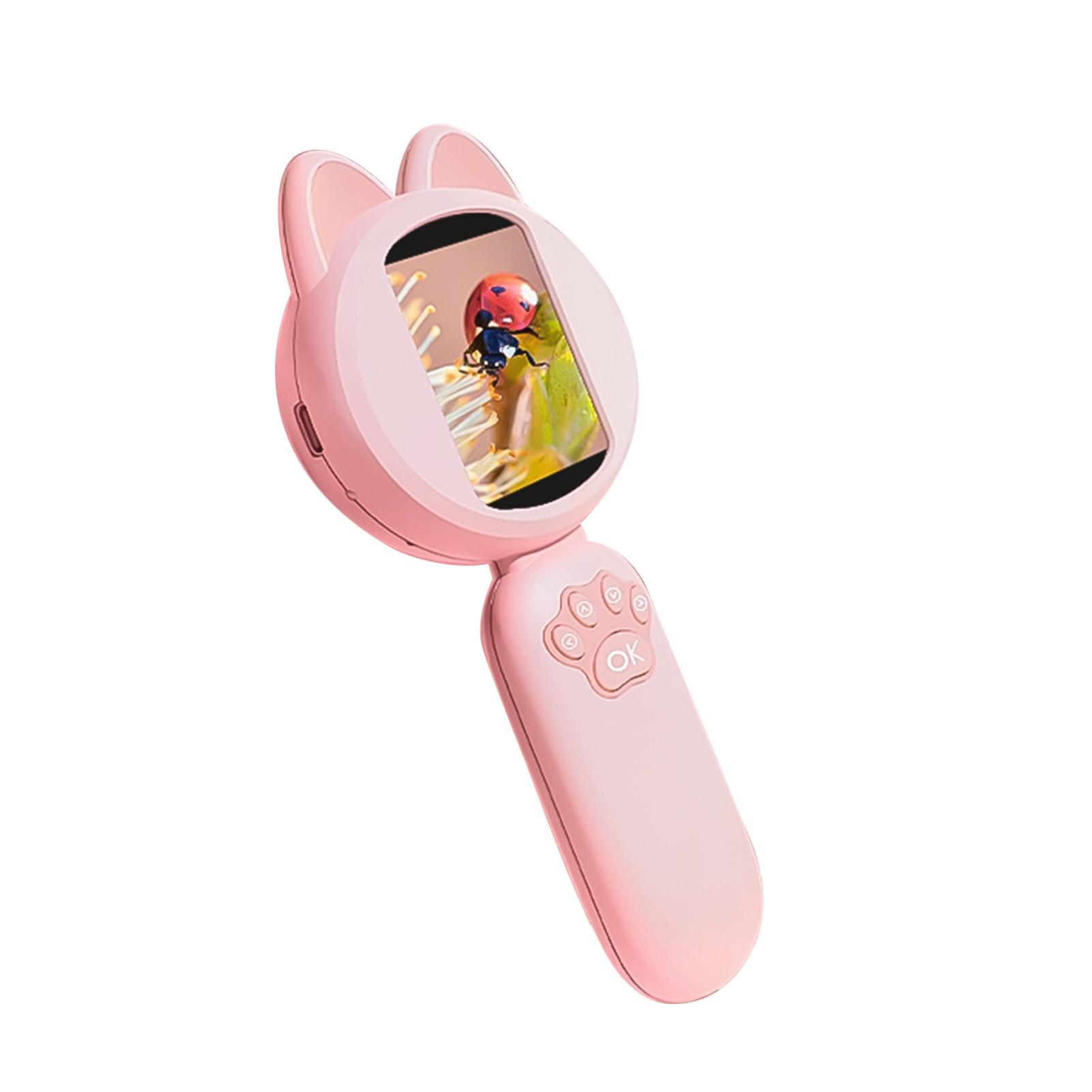 

Ручне цифрове збільшувальне скло для дітей 2,0-дюймовий IPS-екран 4-кратне цифрове масштабування Ручне фокусування 16 Мп рожевий