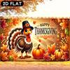2D Flat Banner, 1 Piece - Fall Thanksgiving Happy Party Banner Decoration, Harvest Theme, Turkey Pumpkinzyc