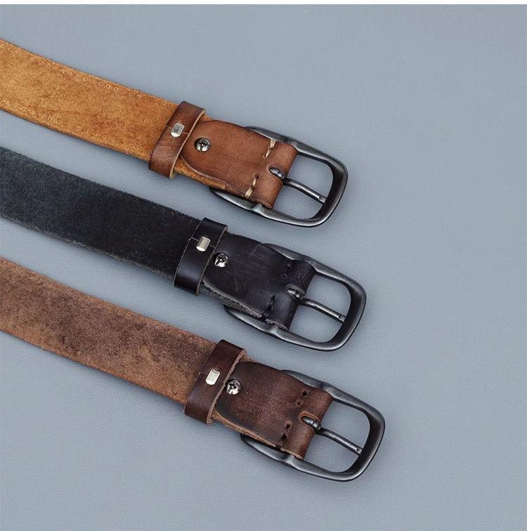 Men's Vintage Genuine Cowhide Leather Pin Buckle Belt - Versatile and Casual for Jeans