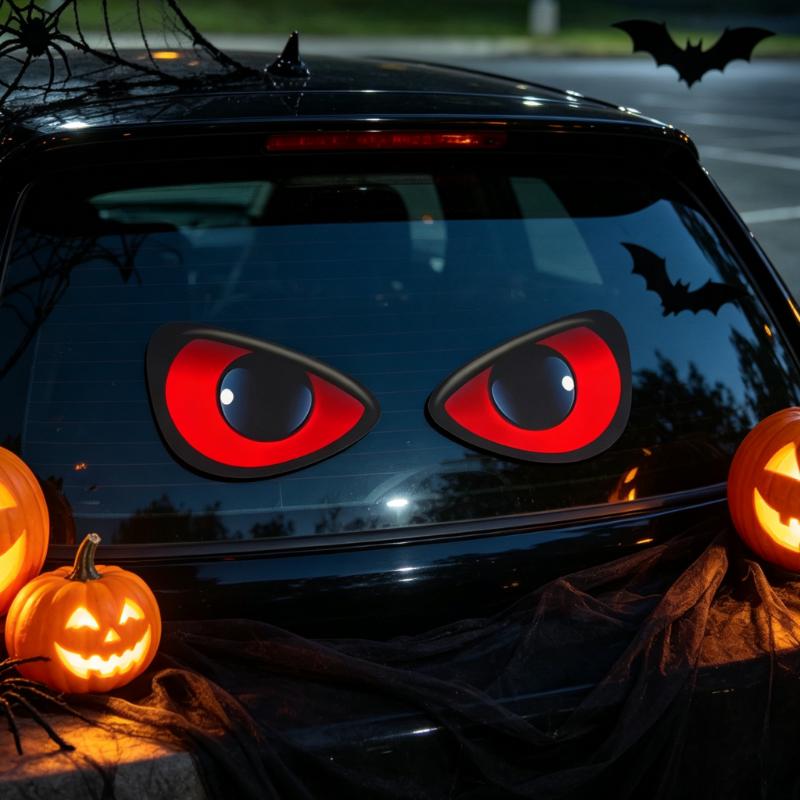1 szt. Naklejka na samochód Diabelskie Oczy Kreskówkowe Anime Oko Wodoodporna Winylowa Naklejka na Samochód Motocykl Okno Dekoracja Halloween Naklejka