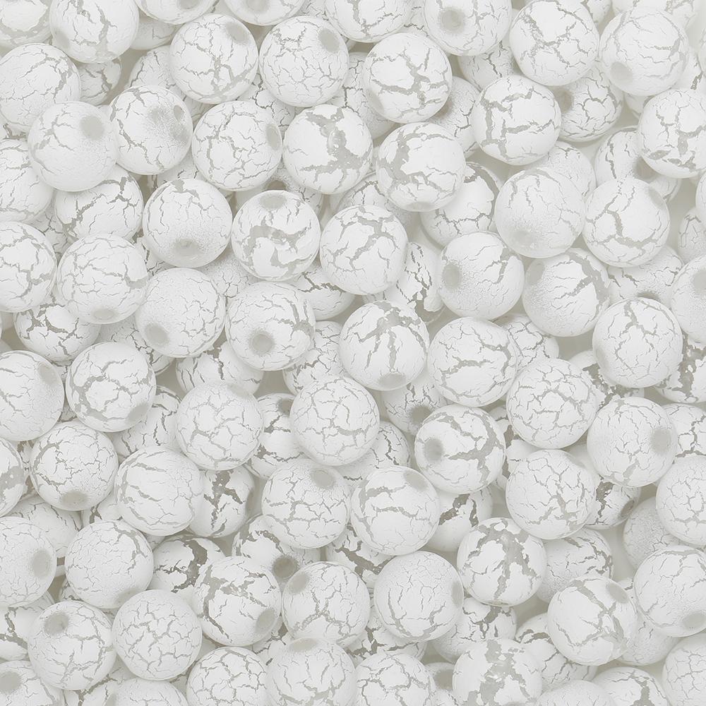 30/50pcs 8/10mm Round Color Cracked Acrylic Beads for Jewelry Making Multicolor Large Hole Loose Beads DIY Bracelet Necklace