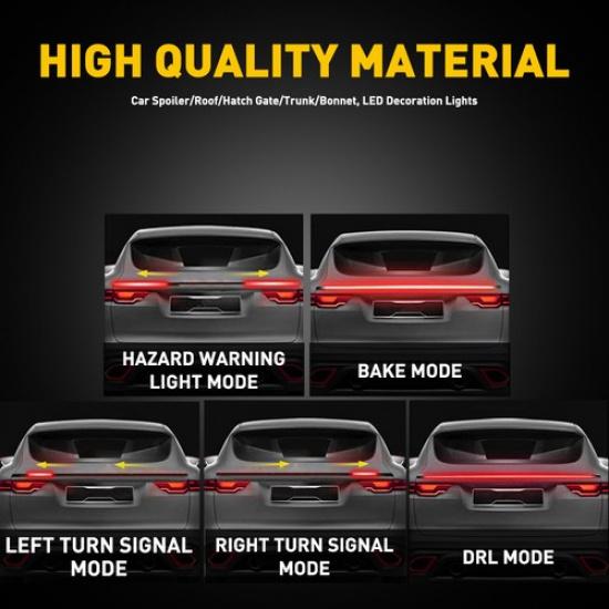 1.2M Carbon Fiber Look LED Car Tail Brake Light Bar Strip Rear Spoiler Lip Trim