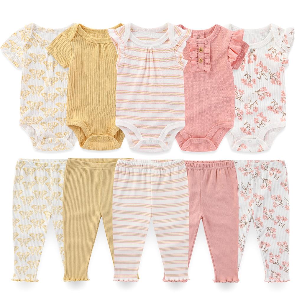 10PCS Newborn Clothing Set Short Sleeve Jumpsuit Infant Boy Girl Full Moon Gift Pack