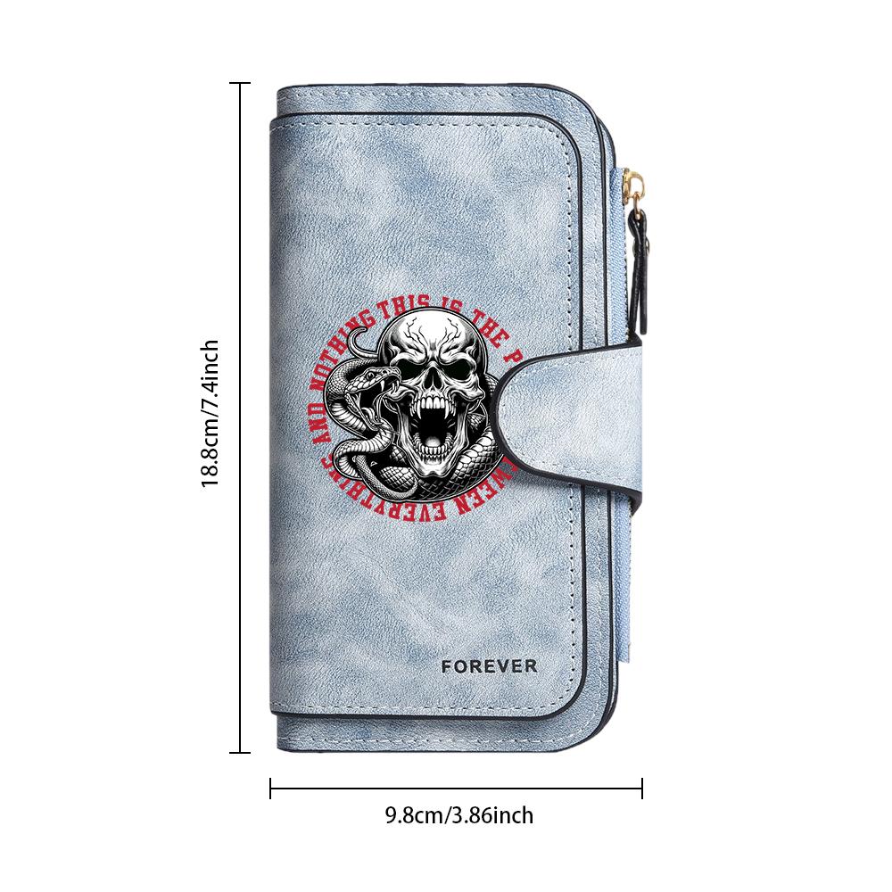 Gothic Skull Snake Pattern Long Wallet Multi Card Slot Casual Purse