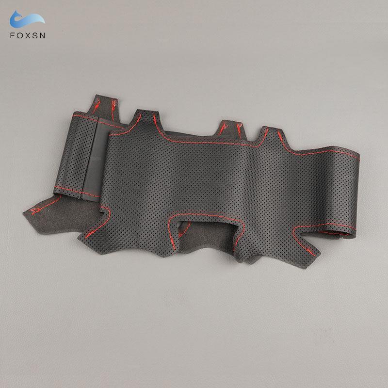 For BMW F20 F21 F22 F30 F34 F36 Car Interior Steering Wheel Cover Hand Stitched Perforated Leather with Needles & Threads Kits