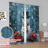 2pcs 2D flat printing Christmas Curtain With happy hats and scarves Polyester Without Electricity Festive Wall Decor Perfect for