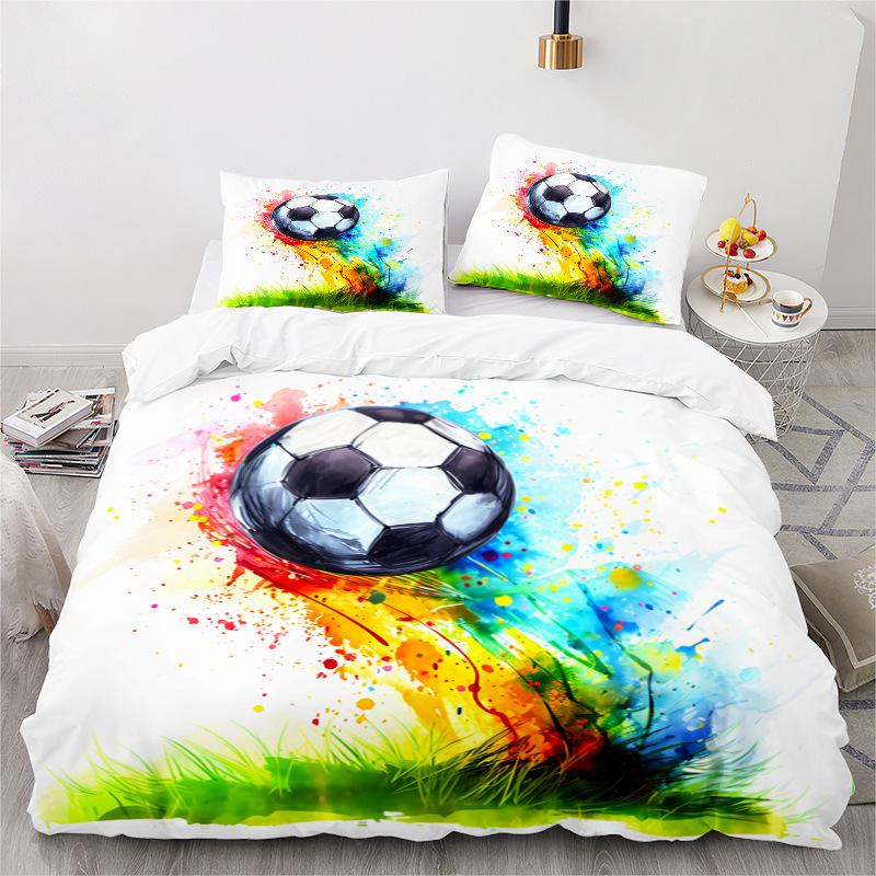 Football Series 3D Digital Printing Three-Piece Bedding Kit Bed Sheet Quilt Cover
