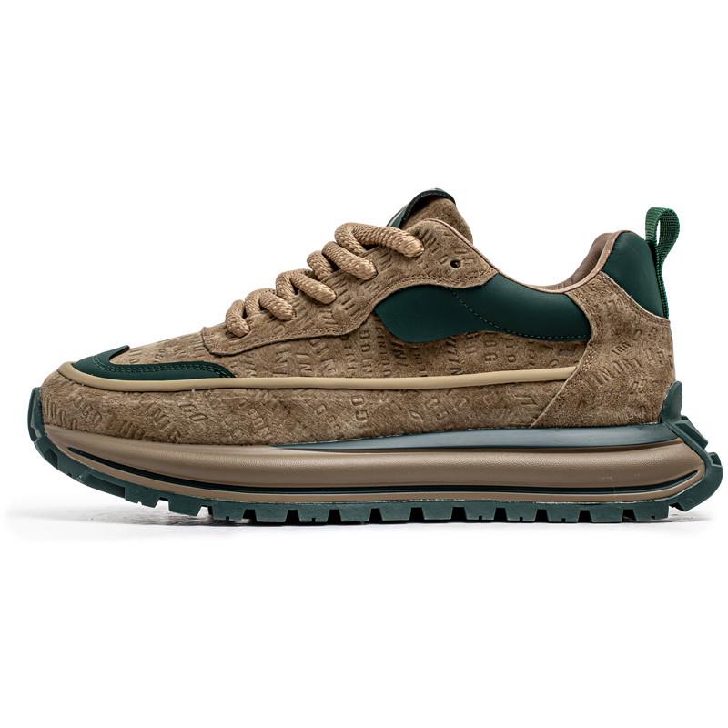 Men's Retro Color Block Dad Sneakers - Thick Sole, Height Increasing, Low-Top, Spring/Autumn Shoes for Students