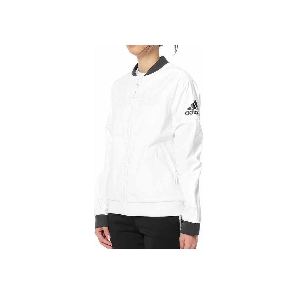 Adidas Womens Training Series Windproof Breathable Stand Collar Sports Casual Baseball Jacket Women Jacket White DM5258