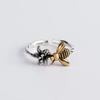 VENTFILLE   CopperGolden Bee Closed Mouth Ring Women Personality Creative Design For Party Holiday Hand Jewelry Gift