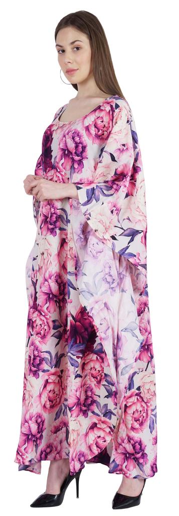 Moomaya Long Kaftan Maxi Dress For Women  s Kimono Sleeves Beachwear Cover Up Plus Size