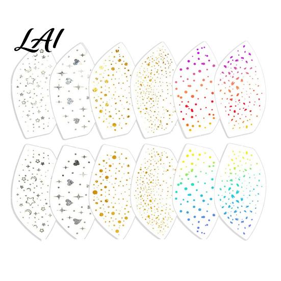 Temporary Tattoo Stickers Metallic Gold Eye Stickers Foil Face for Party Event Makeup Tattoos Makeup Waterproof Flash Festival Rave Halloween, M