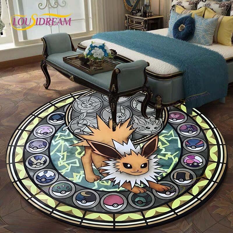 Kulatý koberec do obývacího pokoje Koberce Ložnice Děti Koberec s Pikachuem Koupelnová předložka Kreslený potisk Pokemonů Podložka na podlahu Koberec do dětského pokoje