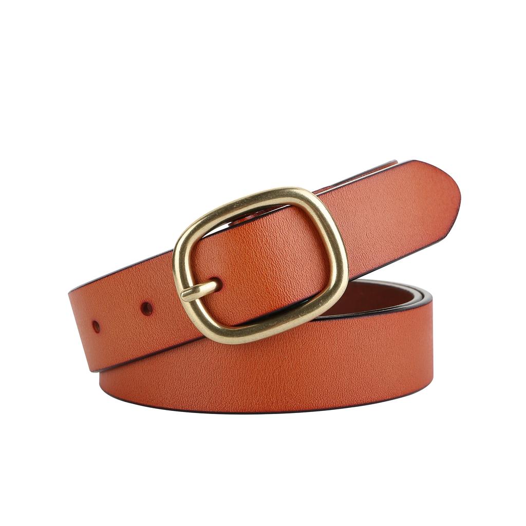 Trendy Women's Belt Sliver Metal Buckle Belt Jeans Belt Retro Gold Buckle Girdle Genuine Leather Belt Fashion Decoration Belts