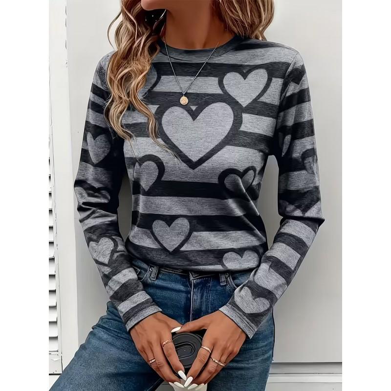 Color Block Striped Crew Neck Long Sleeve T-Shirt Slim Fit Casual Top Daily Wear