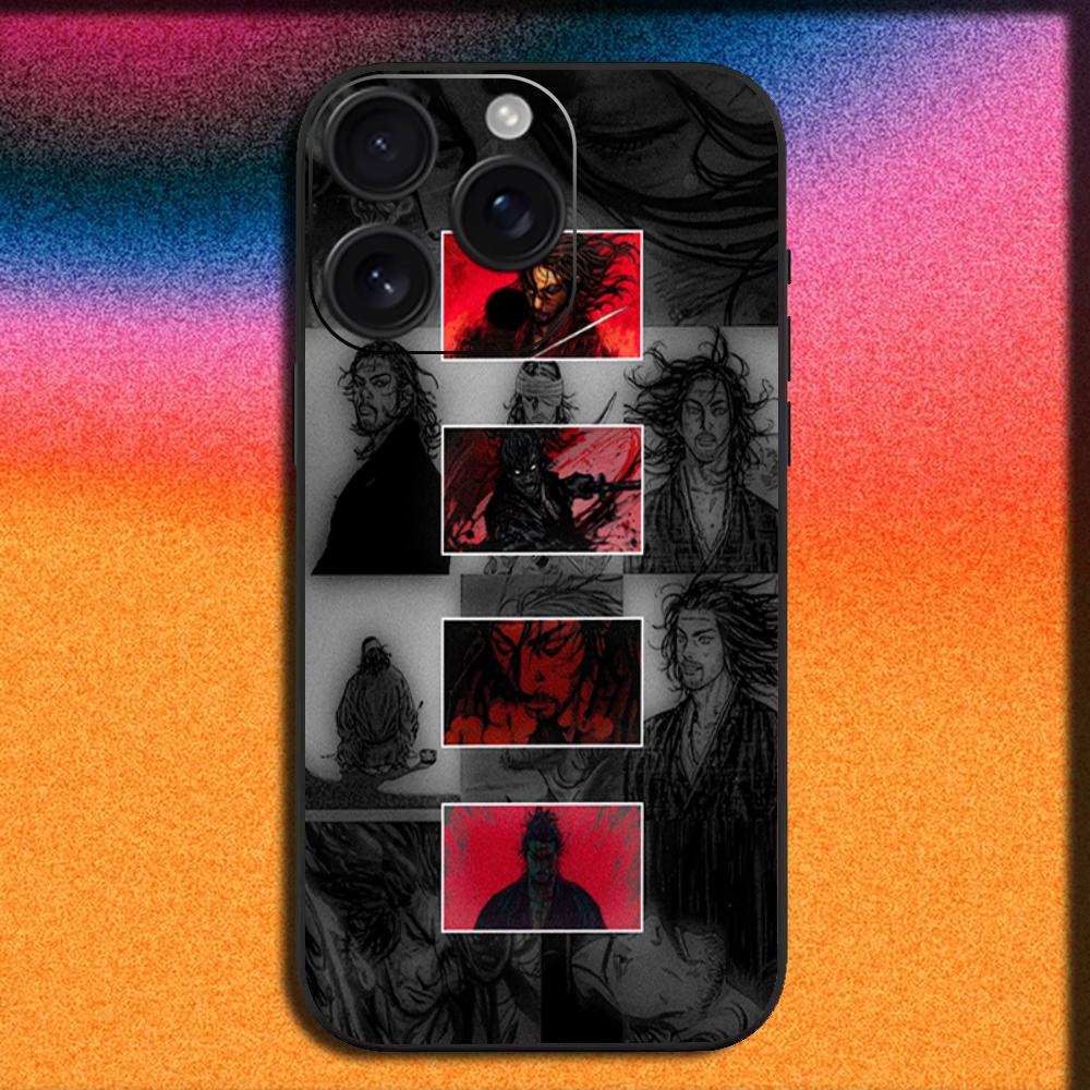 Miyamoto Musashi V-Vagabond Manga Phone Case For iPhone 16,15,14,13,12,11,Pro,XS,Max,XR,Plus,SE,Mini Soft Black Cover