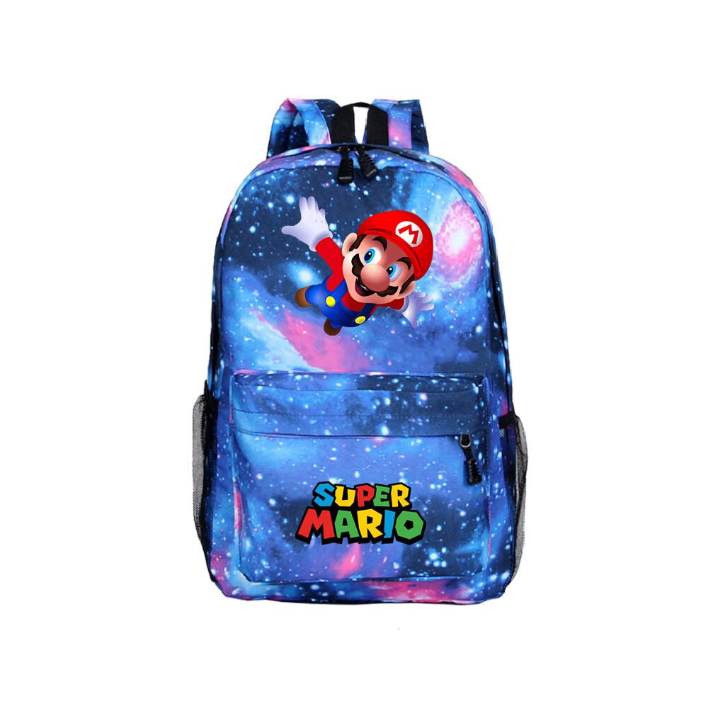 (Blu Stellato) Zaino per Bambini Super Mario Zaino Scolastico Zaino per Studenti Borsa a Mano Borse da Viaggio Regali