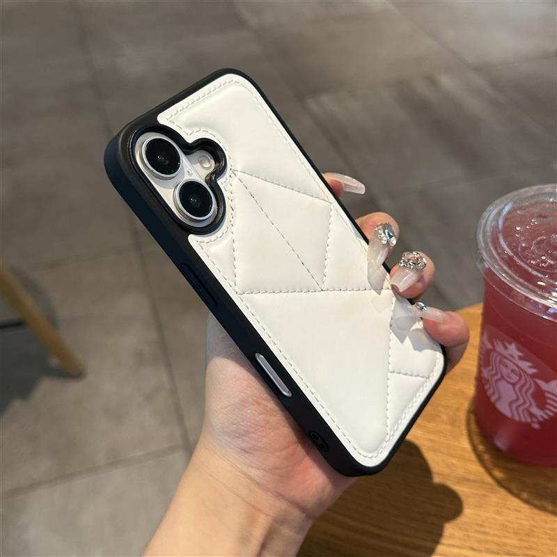 Down jacket Matte Leather Phone Case For iPhone 11 12 13 14 15 16 Pro Max Plus Protection Shockproof Silicone Cover