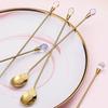 4Pcs Teaspoons Polished Surface Stirring Safe Convenient Coffee Ice Cream Long Handle Spoons Office Use