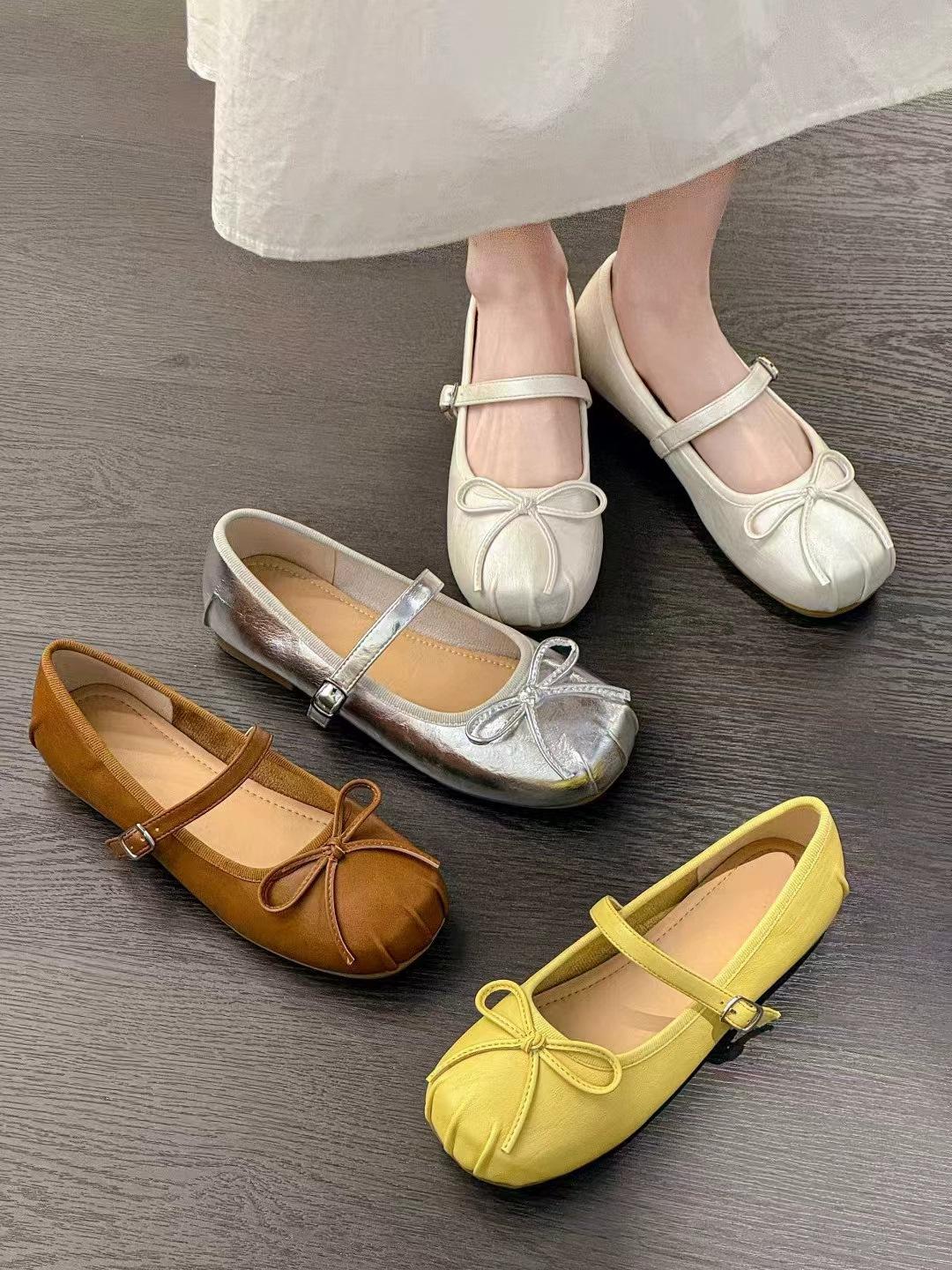 

Ballet single shoe girl 2025 new summer Korean version French retro gentle fairy casual flat Mary Jane shoes 40 темно-коричневого