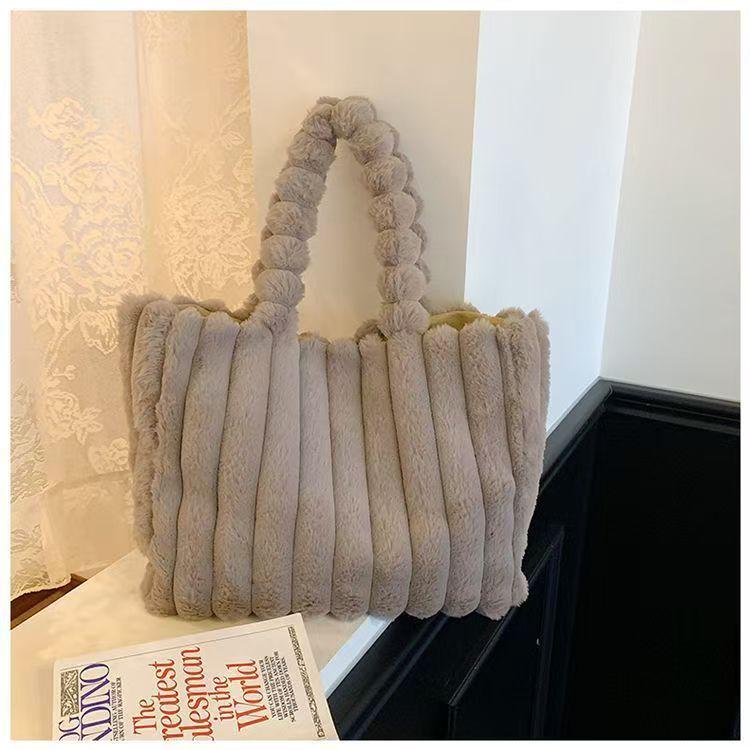 Large Plush Tanghulu Tote - Cute, Fashionable, Single-Shoulder Handbag for Autumn/Winter