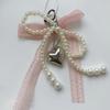 Y2K Sweet Lace Bow Beaded Bow Keychain Phone Charm Strap Pendant for Phone Accessories Bag Hanging Cord for Women Girl Gifts