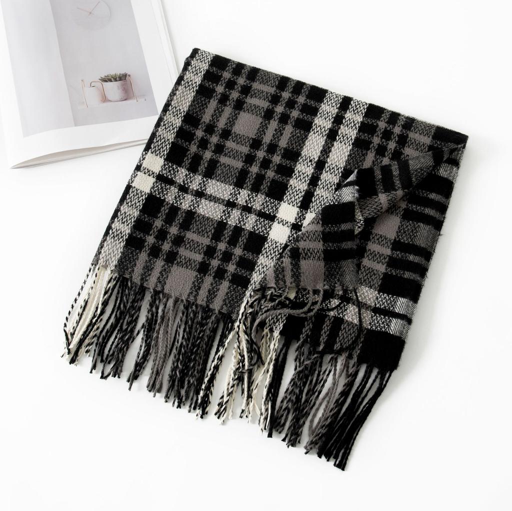 New sweet warm imitation cashmere scarf plaid student couple winter thickened warm scarf