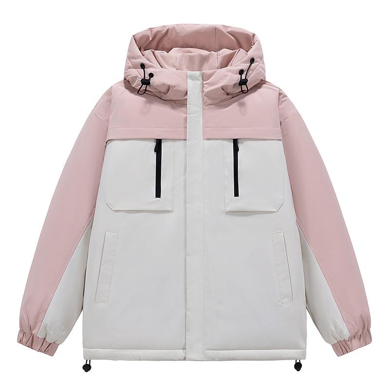 Winter Explosion Outdoor Tooling Mountain Charge Cotton Clothes Men and Women Couples Color Matching Hooded Jacket Cotton Clothes Factory