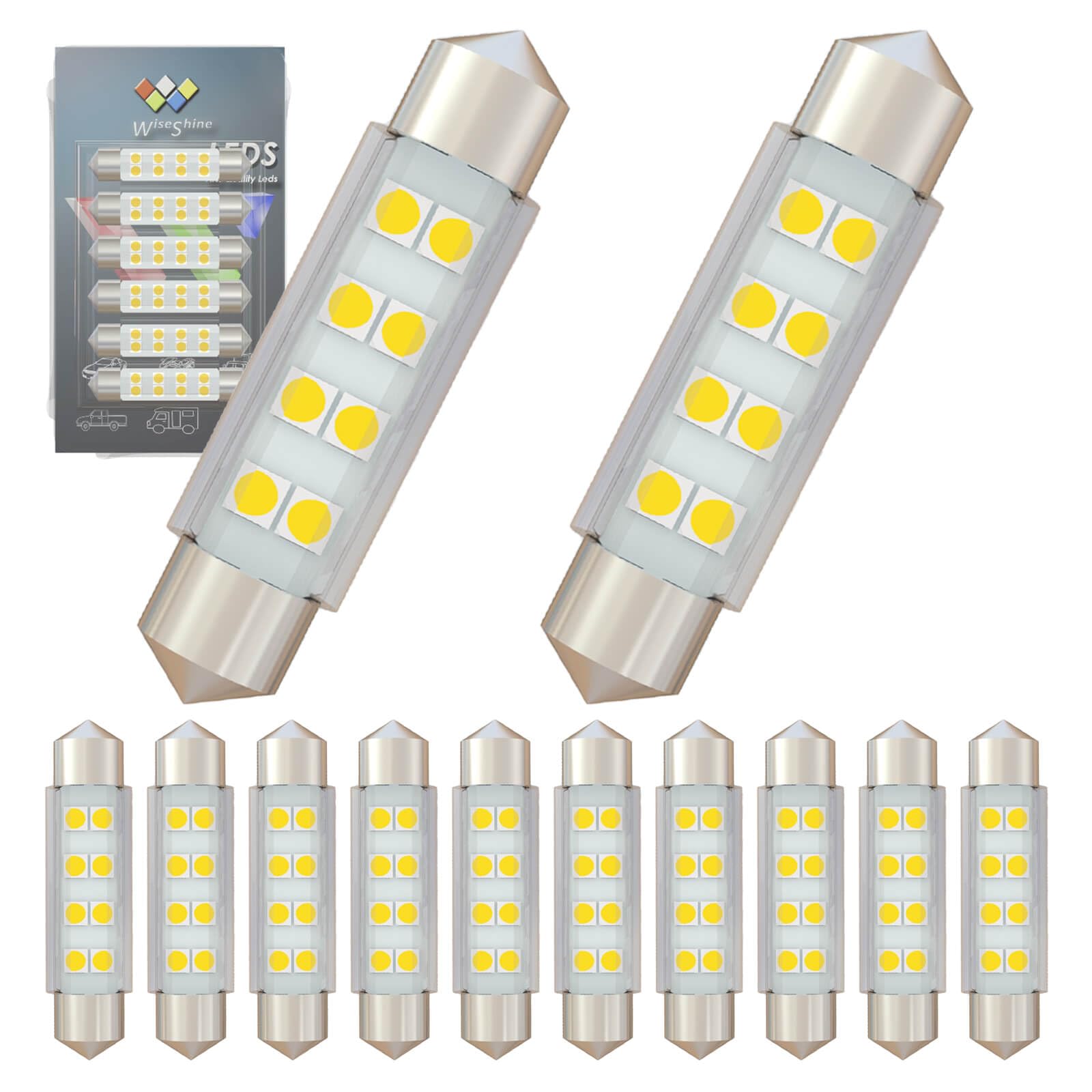 WiseShine DC24V 41mm 42mm Festoon Reading Light LED Bulb 578 DC 24v 12pcs белый