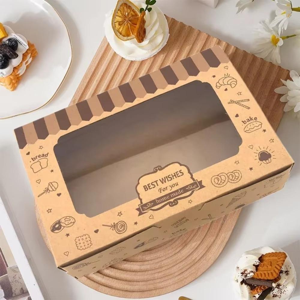 12pcs Transparent Window Pastry Treat Boxes Gift Packaging Box  Baby Shower Birthday Party Supplies