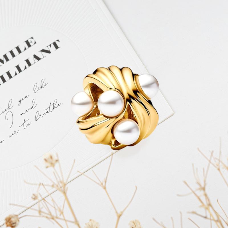 NEW DIY Gold Plated Pearl Eternity Circle Cupid Heart Family Tree Dangle Charm Beads for Original Silver Bracelet Jewelry