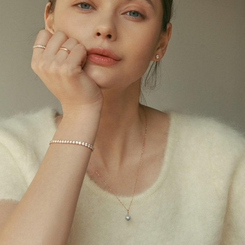 MAYBETOI 14K Hergé Natural Gray Akoya Pearl Pendant Necklace