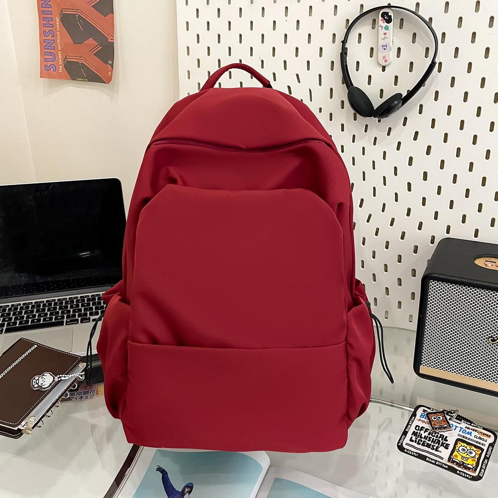 Schoolbag1011 New College Style Schoolbag Japanese Solid Color Large Capacity Backpack Flash Male and Female College Students Simple Backpack