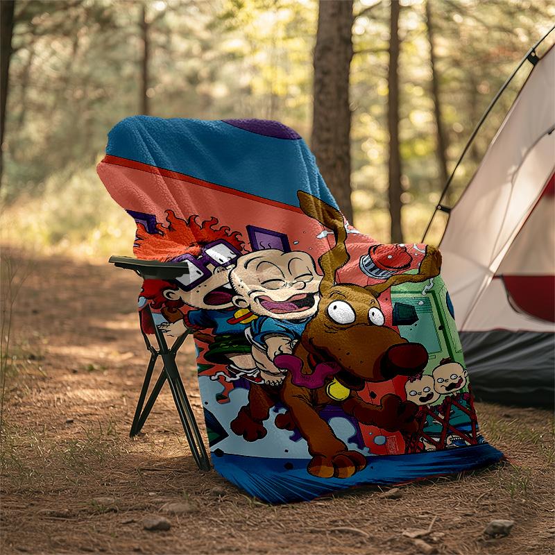 1pc Rugrats In Paris3 Theme Blanket - Digital Print, Polyester, Cozy for All Seasons, Perfect for Outdoor, Camping, and Travel