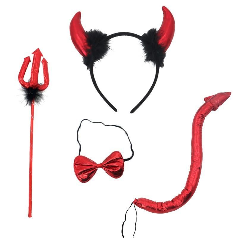 Princess Halloween Lace Devil Costume Headband With Horns For Cosplay And Party