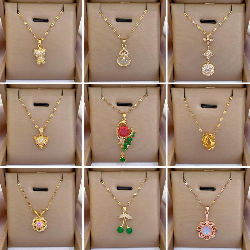 Micro-Sertissage Tempérament Luxe Léger Plein de Diamants Or Véritable Exquis Micro-Sertissage Collier Chaîne Clavicule Tendance Mode Féminine