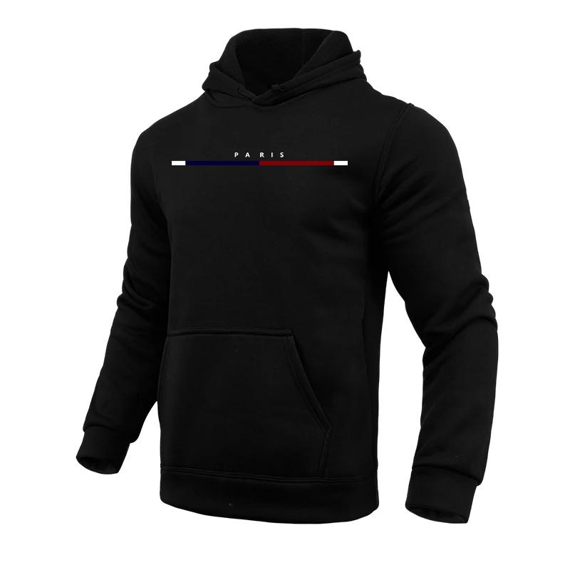 2025 Men Hooded Sweatshirts Solid Color Long Sleeved Pullover PARIS Fashion Male Casual Sports Hoodie Home Outdoor Comfort Tops