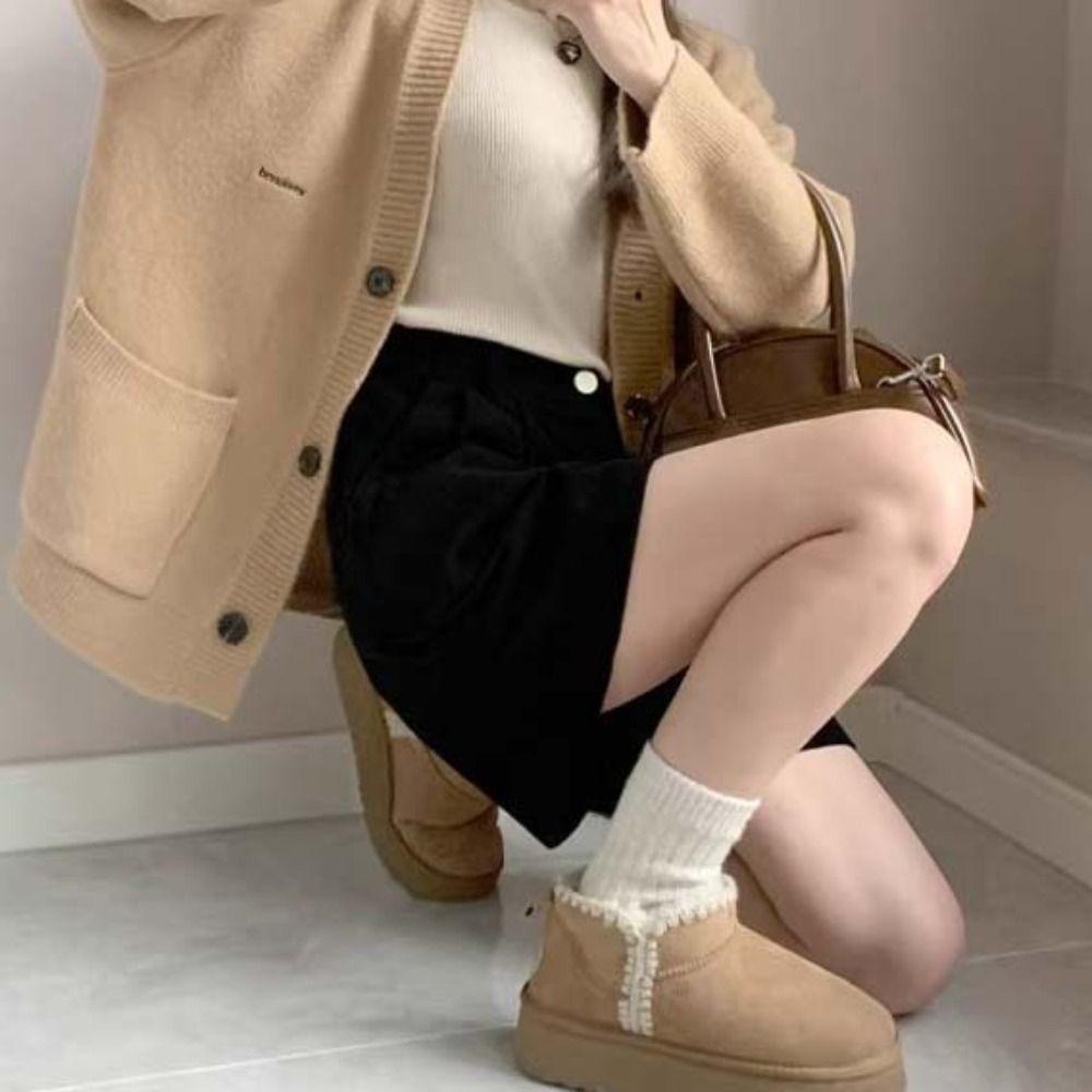 Elastic Women Corduroy Shorts High Waist Loose Streetwear Casual Wide Leg Short Pants  Girl