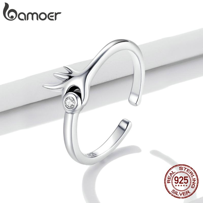 

BAMOER из стерлингового серебра 925 пробы, интересные регулируемые кольца с жестом «ОК» для женщин, ювелирные украшения 925 silver