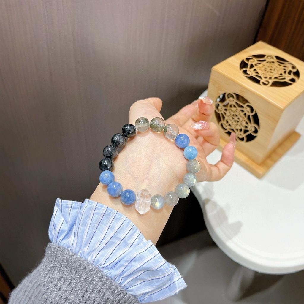 Natural Crystal Multi-Gem Bracelet Blue Series Aquamarine and Blue Crystal Energy Unisex Bracelet Business Gifts