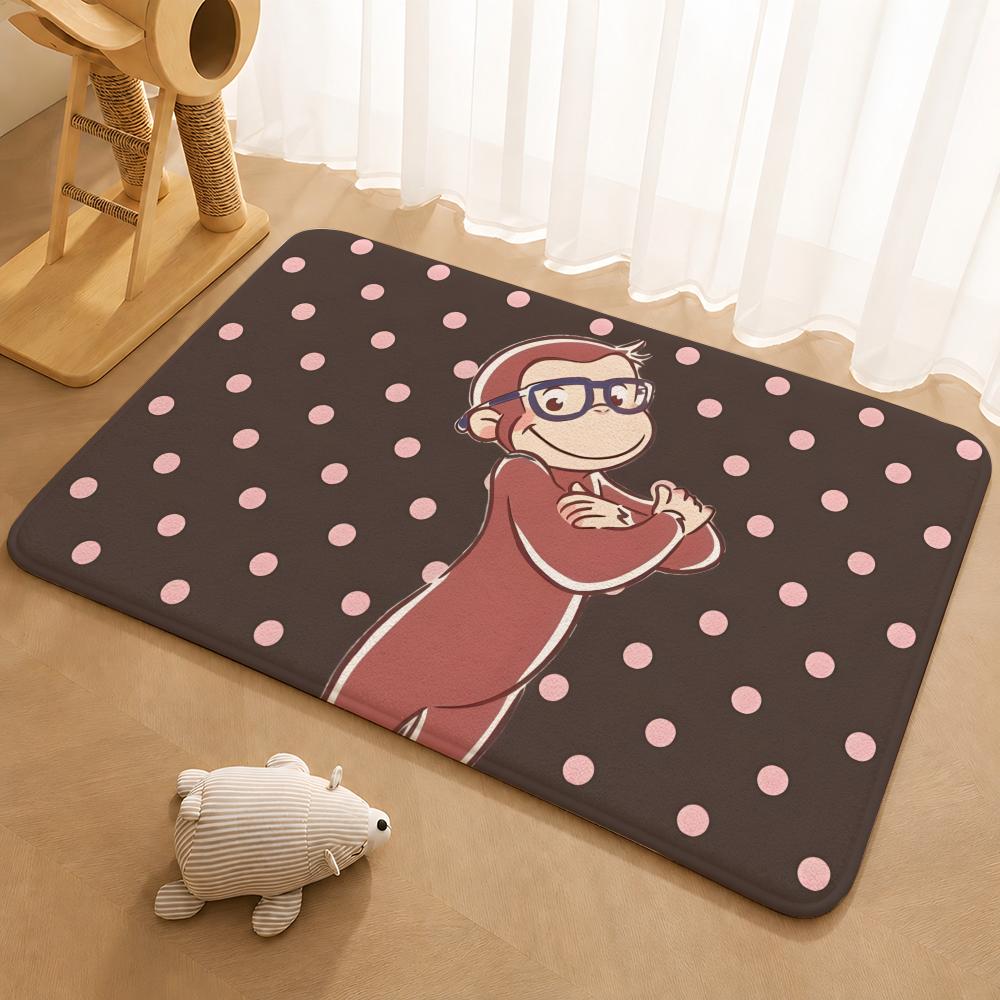 Curious George Floor Mat Floor Mat Soft Flannel Non-Slip Door  Rug for Living Room