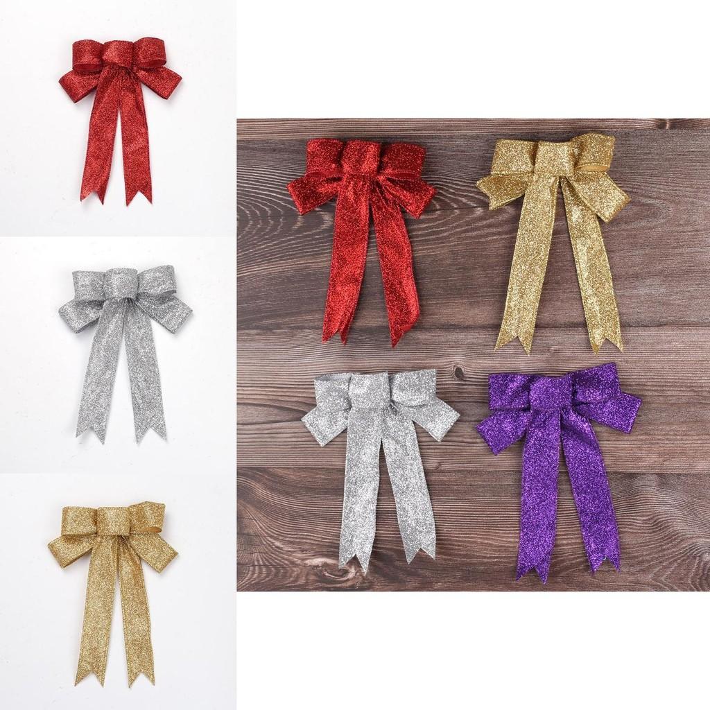 Gold Elegant 23cm Onion Powder Edged Bow Christmas Tree Decoration Ornament