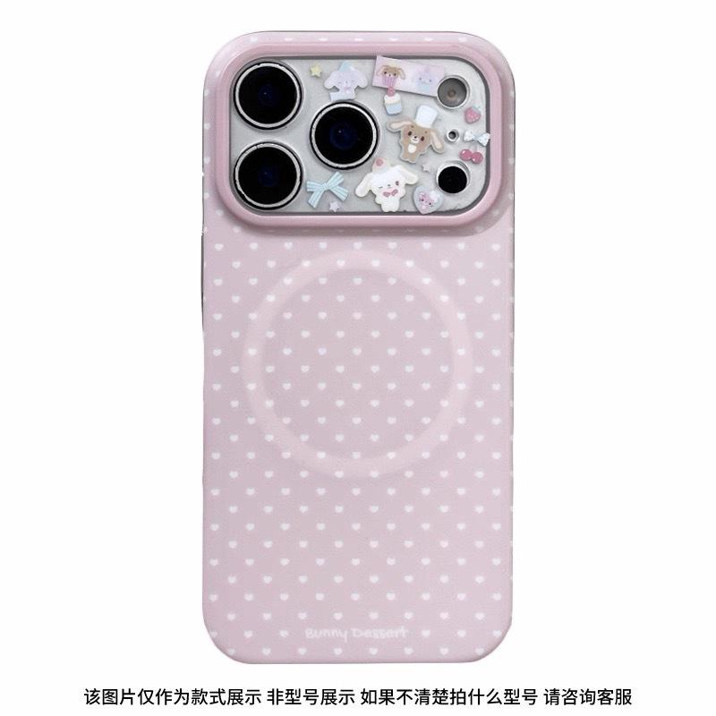 

Pink Polka Dot Rabbit Magnetic Stand Case for iPhone 17 Pro Max, 16 Pro, 15 Pro/14 16Pro