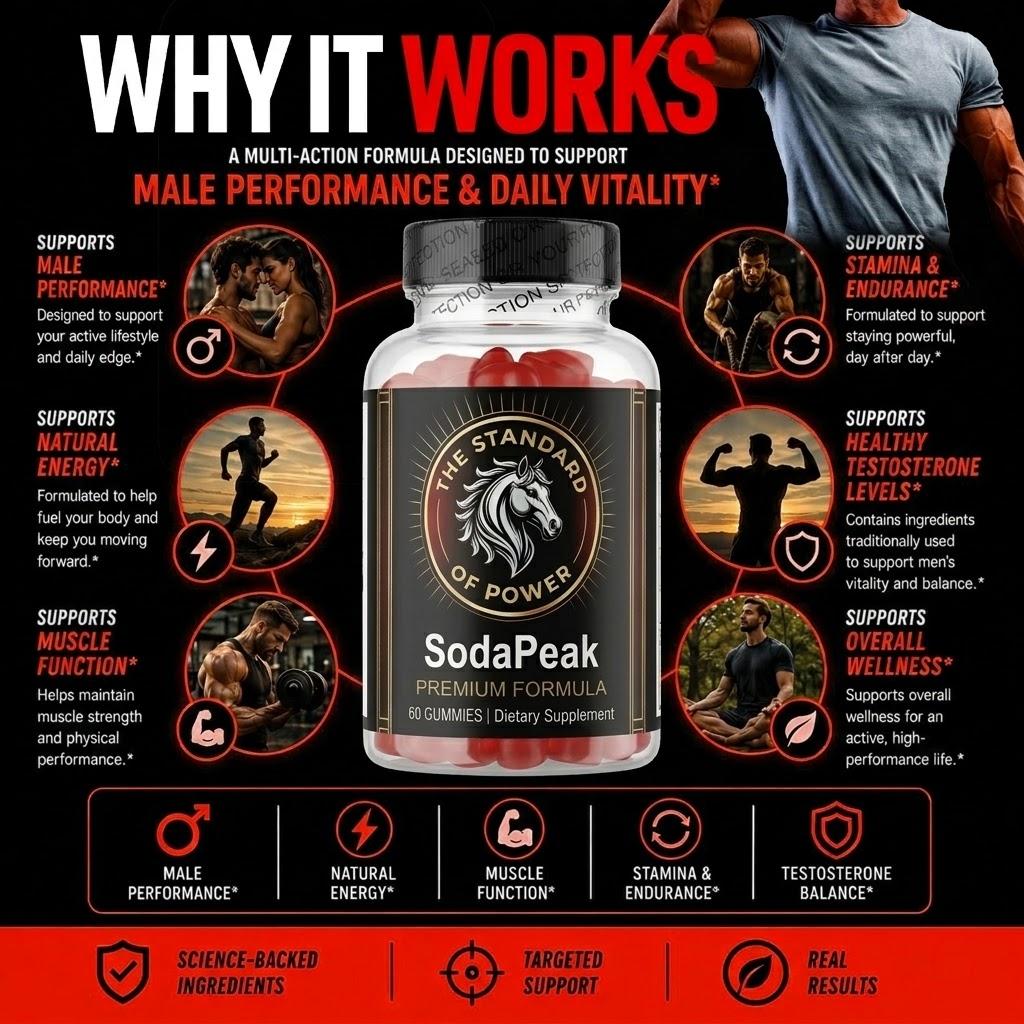 SodaPeak Male Vitality & Performance Gummies – ACV, Beet Root & B-Complex (60 Count)